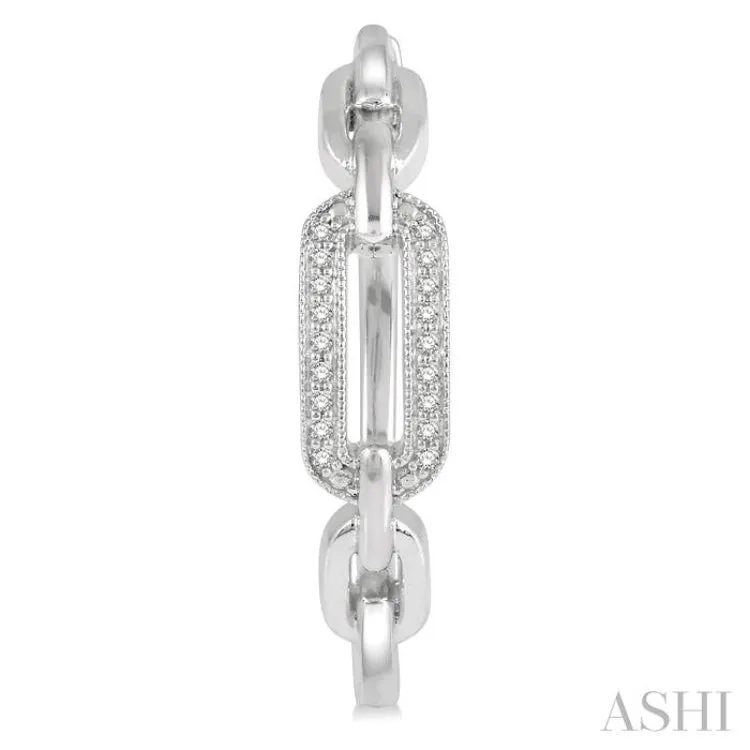 1/10 Ctw Round Cut Diamond Paper Clip Hoop Earring in Sterling Silver
