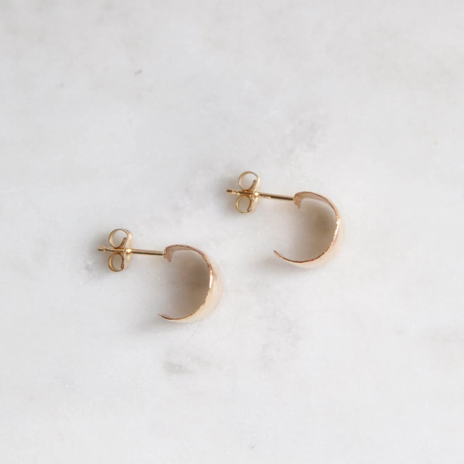 11mm Wide Hammered Gold Filled Hoop on Post