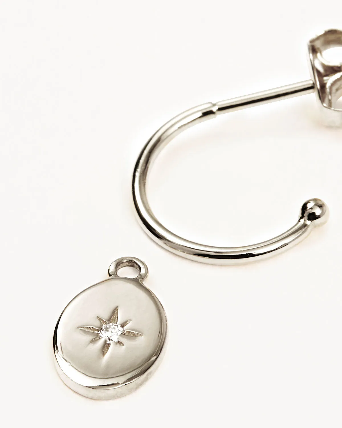 14k Solid White Gold Shine Your Light Hoops