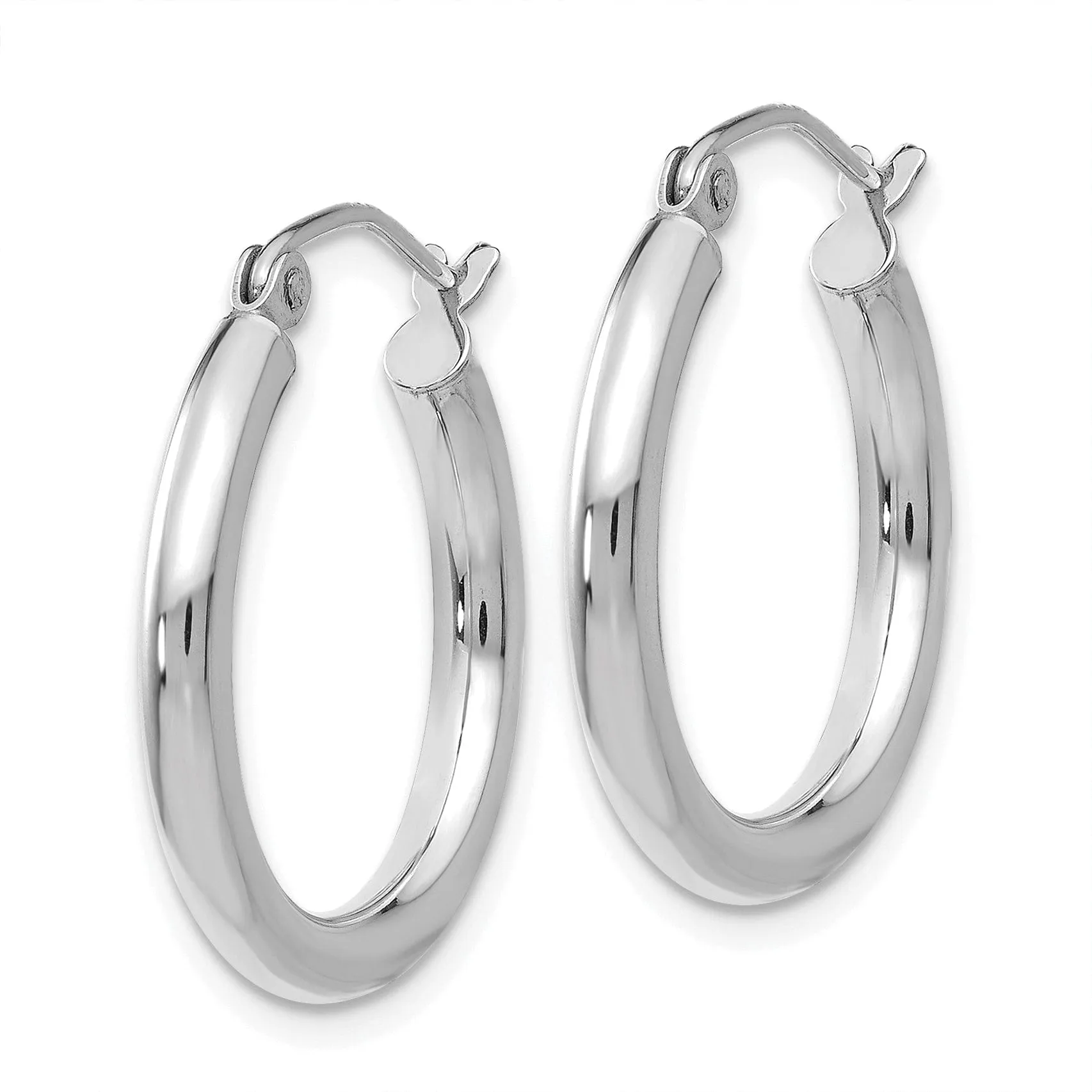 14k White Gold 2.5M Lightweight Round Hoop Earring