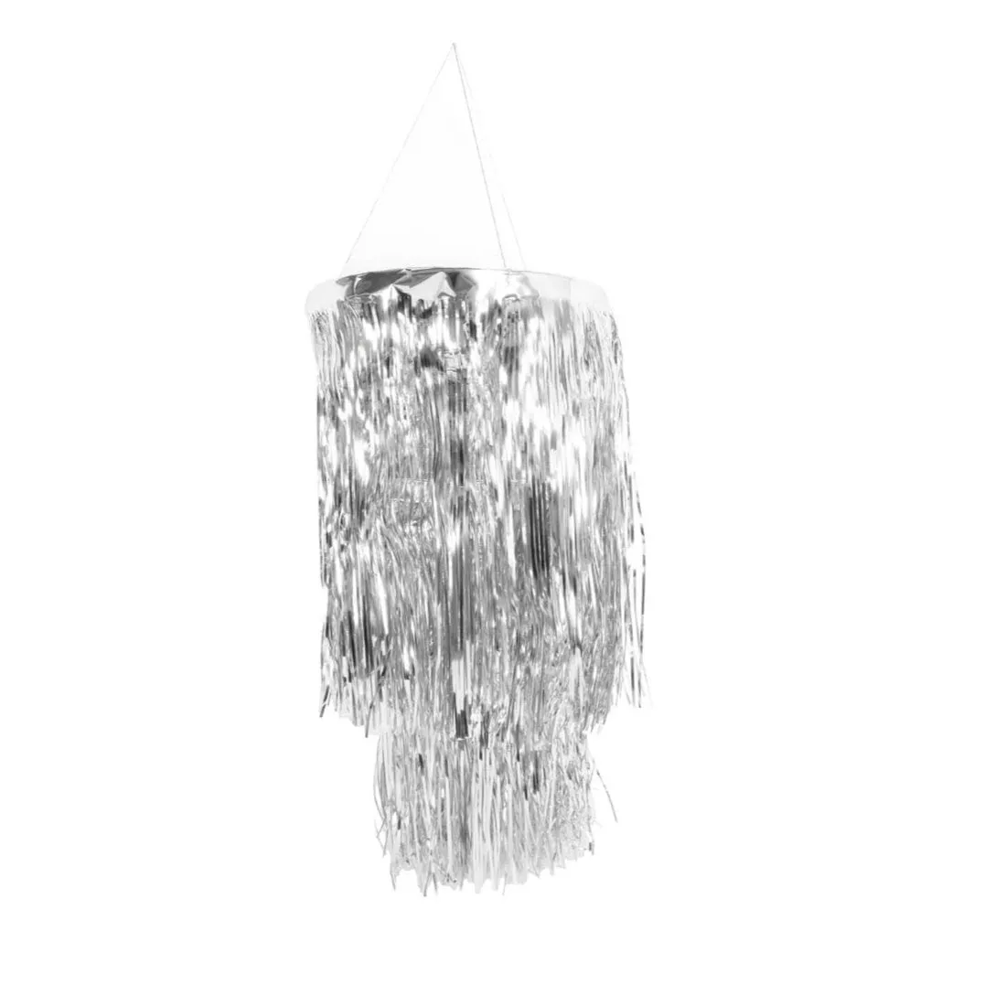 2 Tier Foil Metallic Tinsel Chandelier