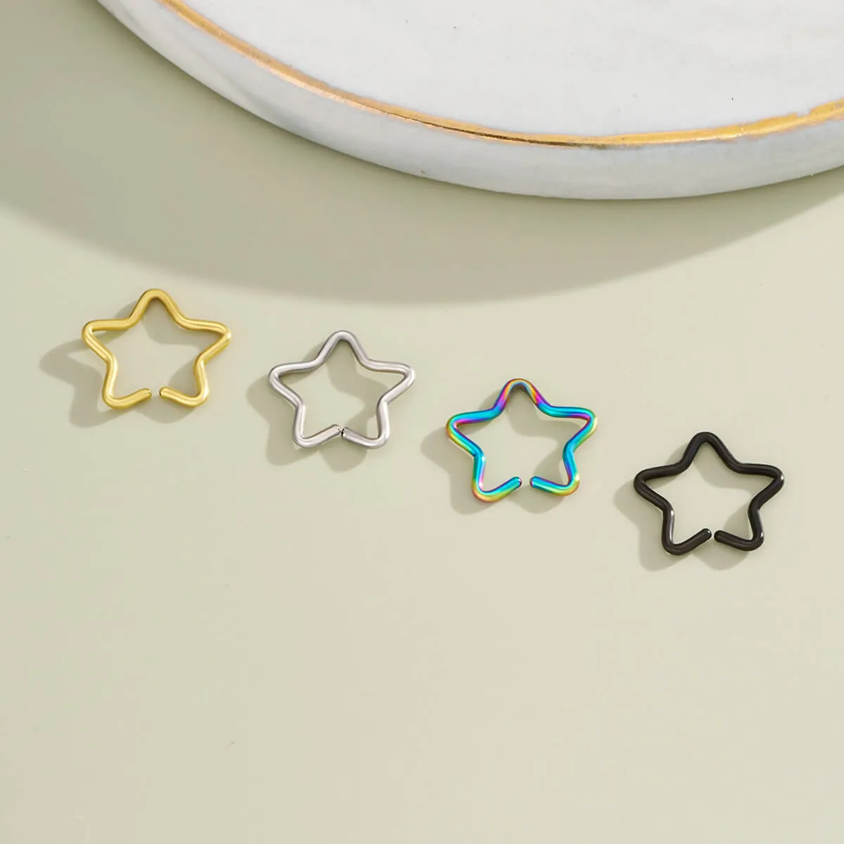 2PCS 20G Titanium Star Seamless Nose Ring