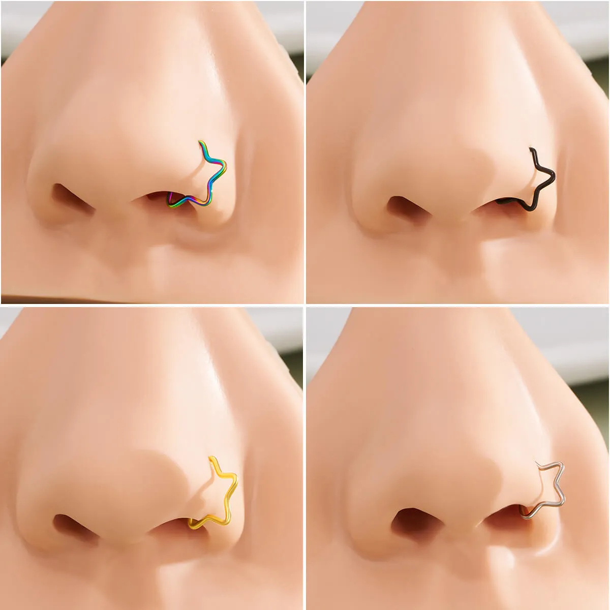 2PCS 20G Titanium Star Seamless Nose Ring