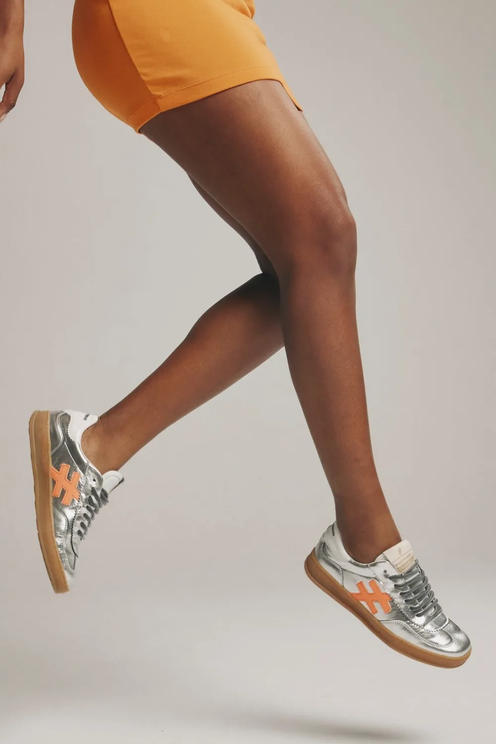 ANOTHER TREND A032 ICONIC SILVER METALLIC LEATHER TRAINER