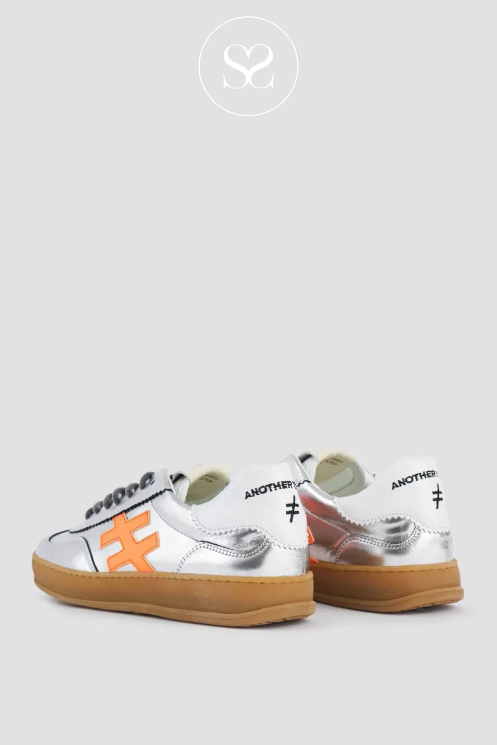 ANOTHER TREND A032 ICONIC SILVER METALLIC LEATHER TRAINER