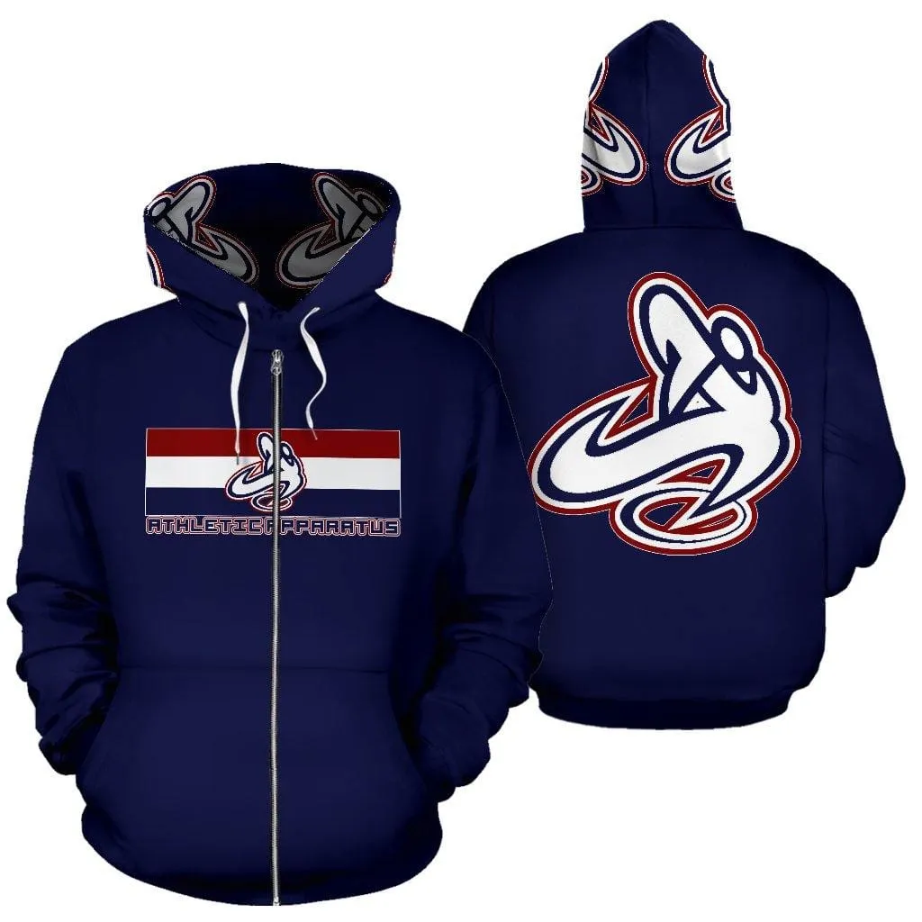 ATHLETIC APPARATUS NAVY 2 UNISEX ZIP UP HOODIES