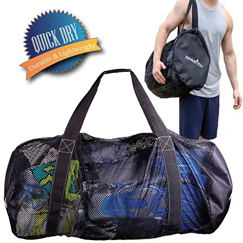 Athletico Mesh Dive Duffel Bag for Scuba or Snorkeling - XL Mesh Travel Duffle for Scuba Diving and Snorkeling Gear & Equipment - Dry Bag Holds Mask, Fins, Snorkel, and More