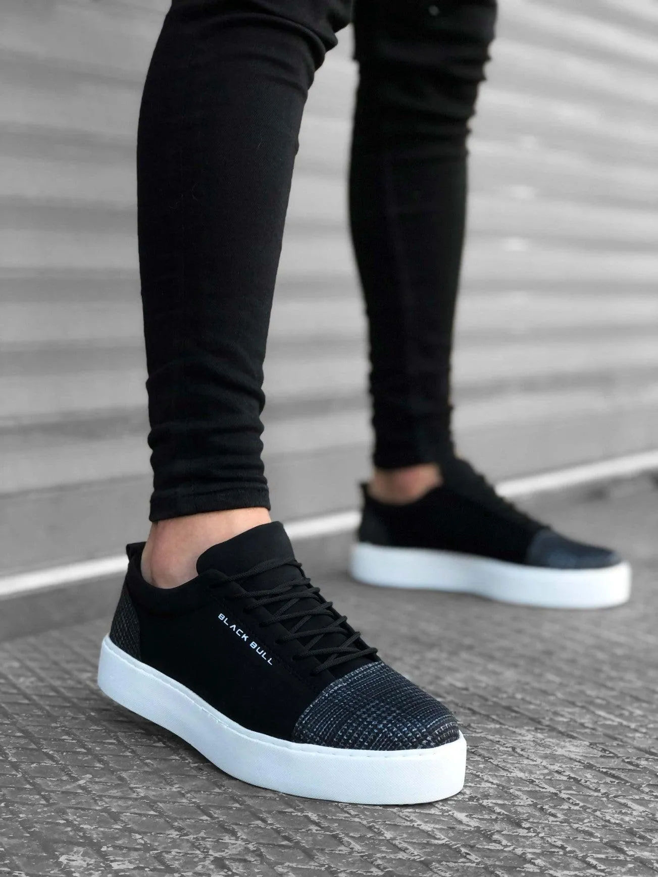 BA0104 Lace-up Black Plaid Suede Black Sole Sports Classic Men's Shoes