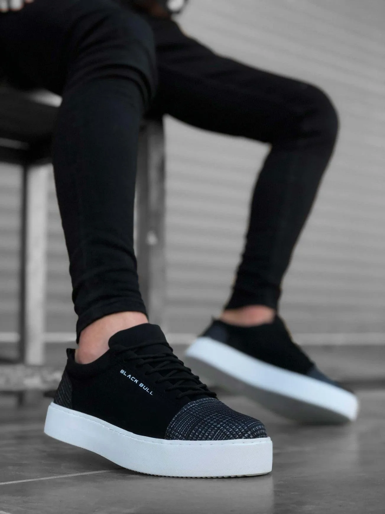 BA0104 Lace-up Black Plaid Suede Black Sole Sports Classic Men's Shoes