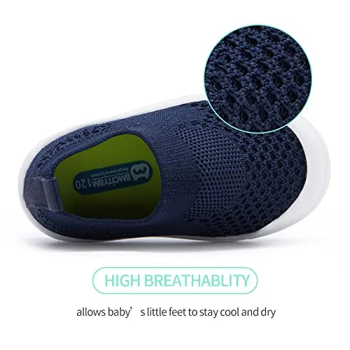 Baby Walking Shoes First Boy Girl Walker Infant Sock Tennis Mesh Sneakers Breathable 6 9 12 18 24 Months Navy Size 12-18 Months Infant