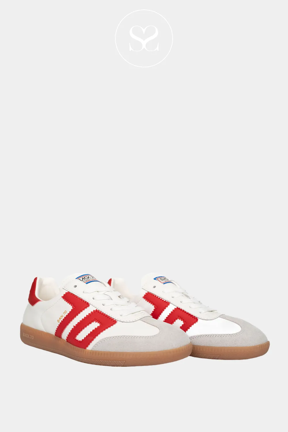 BACK 70 CLOUD RED AND WHITE LEATHER TRAINERS