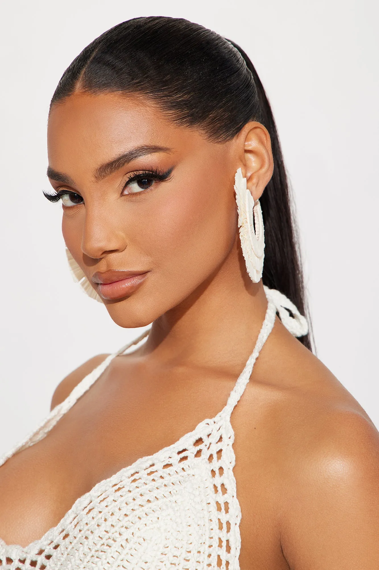 Basking In The Rays Hoop Earrings - Ivory