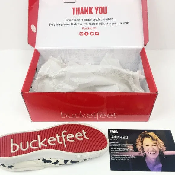 Bucketfeet 'Birds' Slip On Canvas Tennis Shoes Sneakers 6 $74