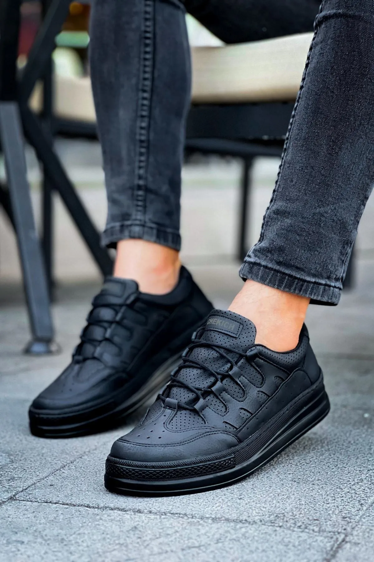 CH040 Men's Unisex Orthopedics Full Black Casual Sneaker Sports Shoes