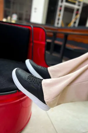 CH087 Men's Black-White Sole Lace-up Casual Sneaker Sports Shoes