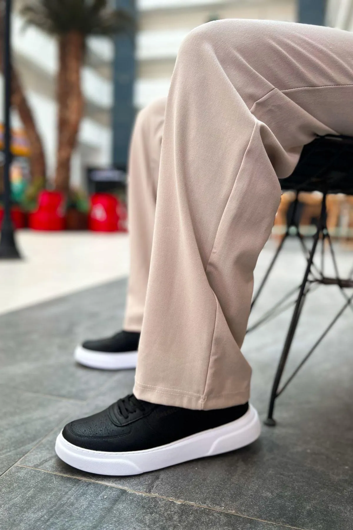 CH087 Men's Black-White Sole Lace-up Casual Sneaker Sports Shoes
