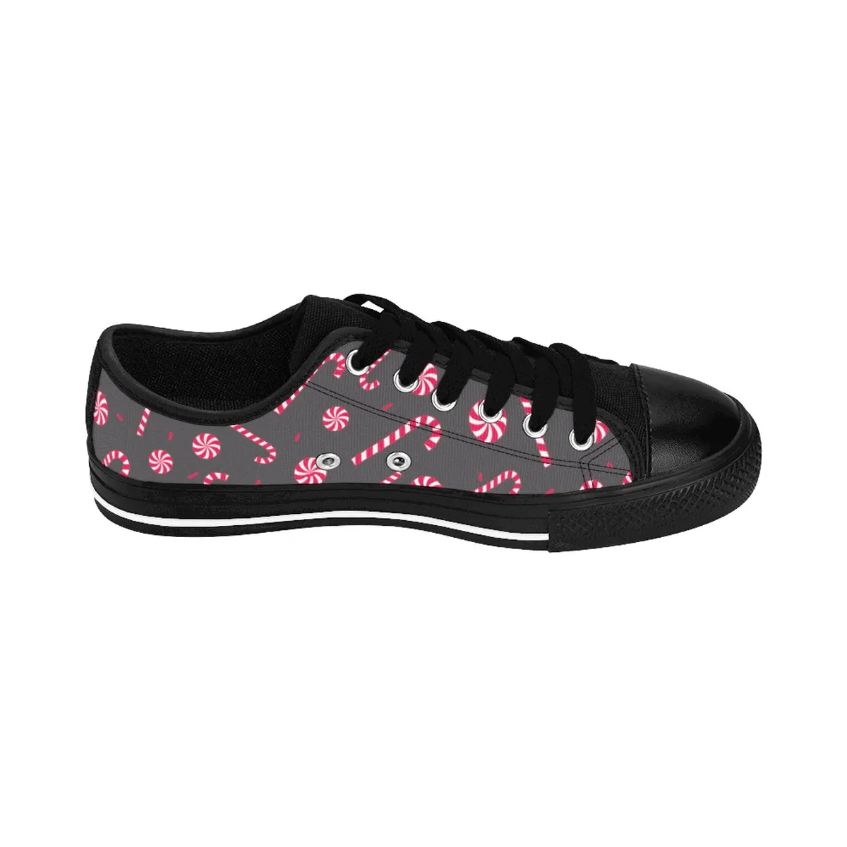 Christmas Candy Cane Men's Sneakers, Candy Cane Low Top Tennis Fashion Shoes For Men