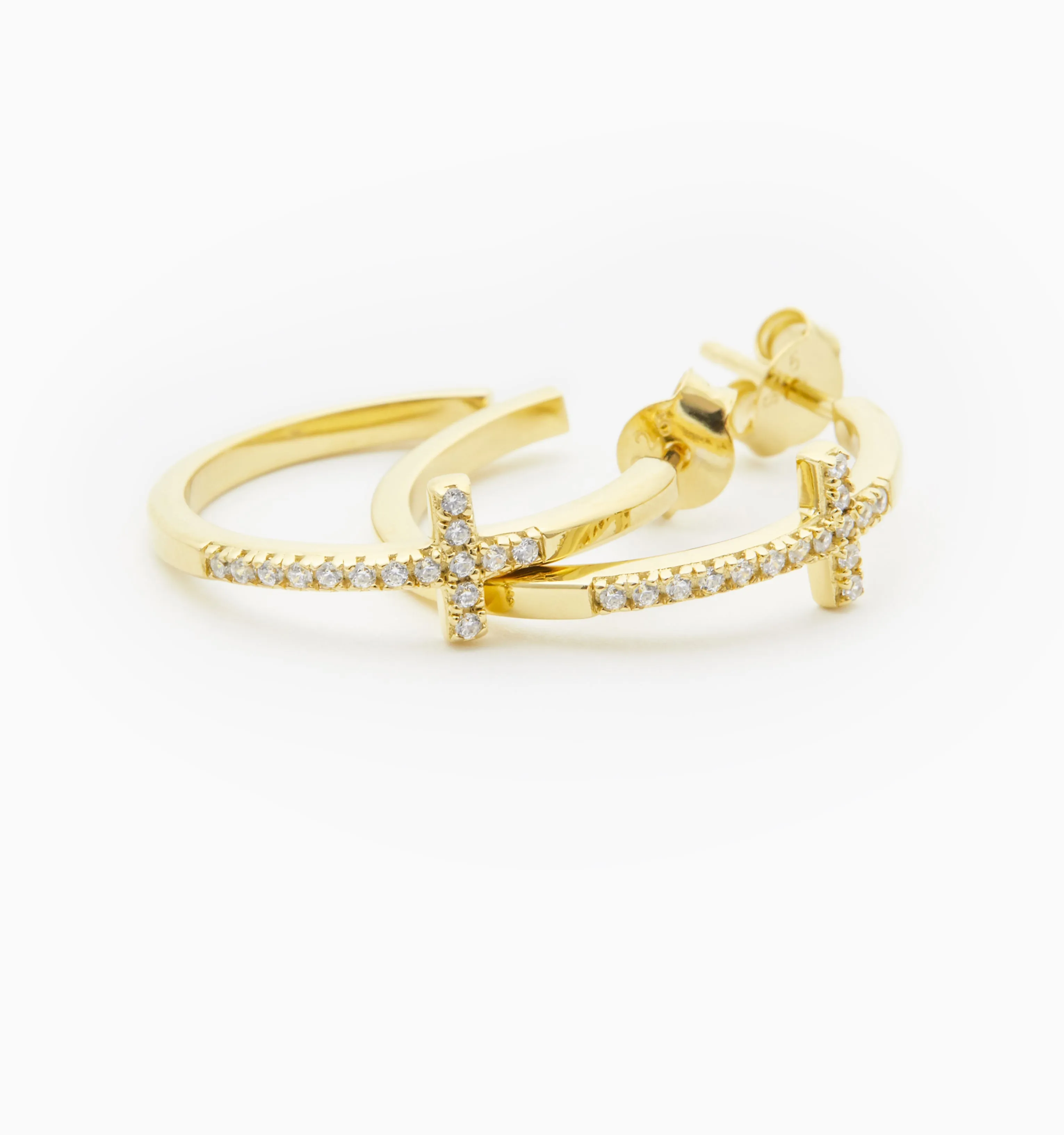 Cross Pave Hoop Earrings