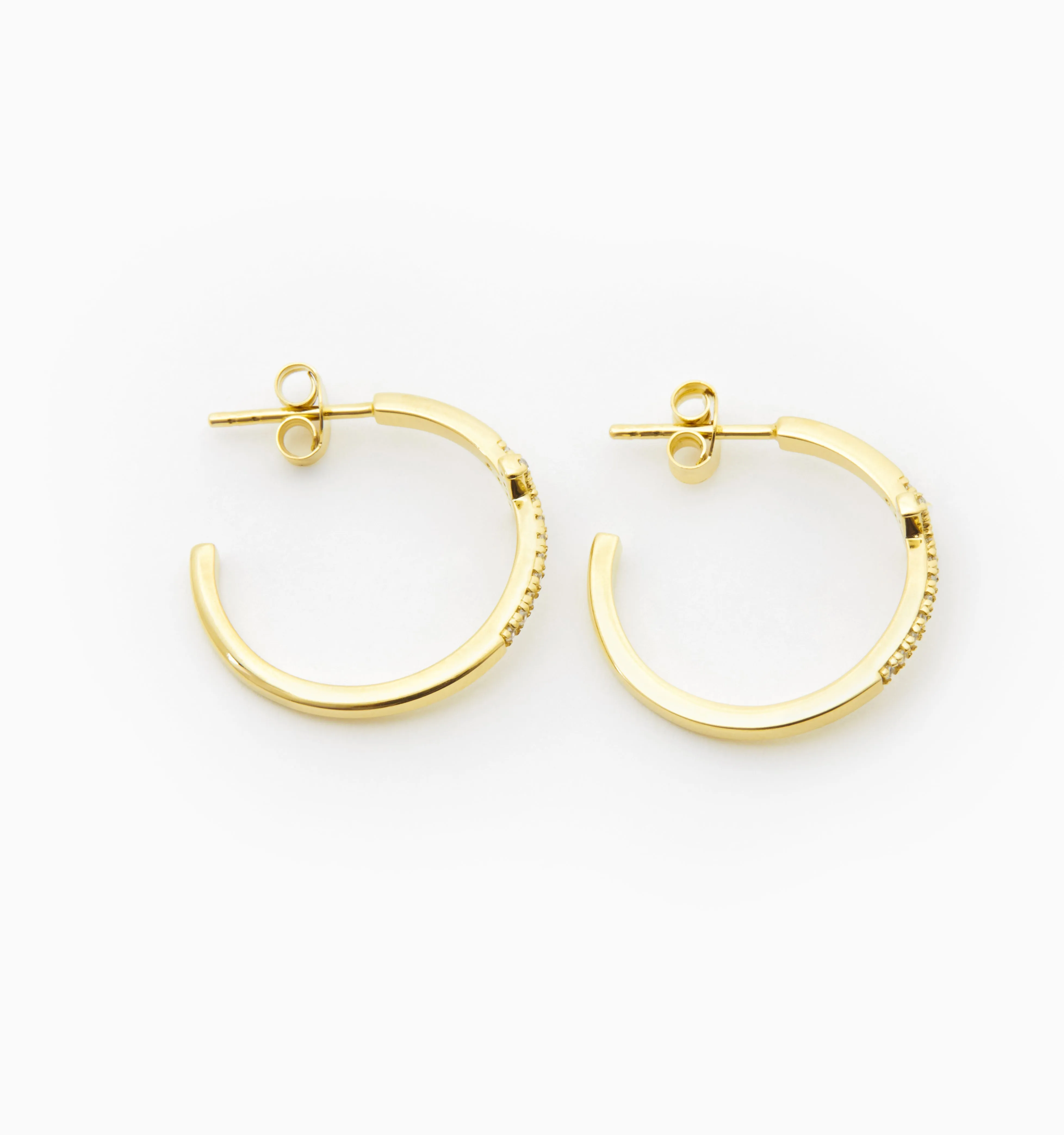 Cross Pave Hoop Earrings