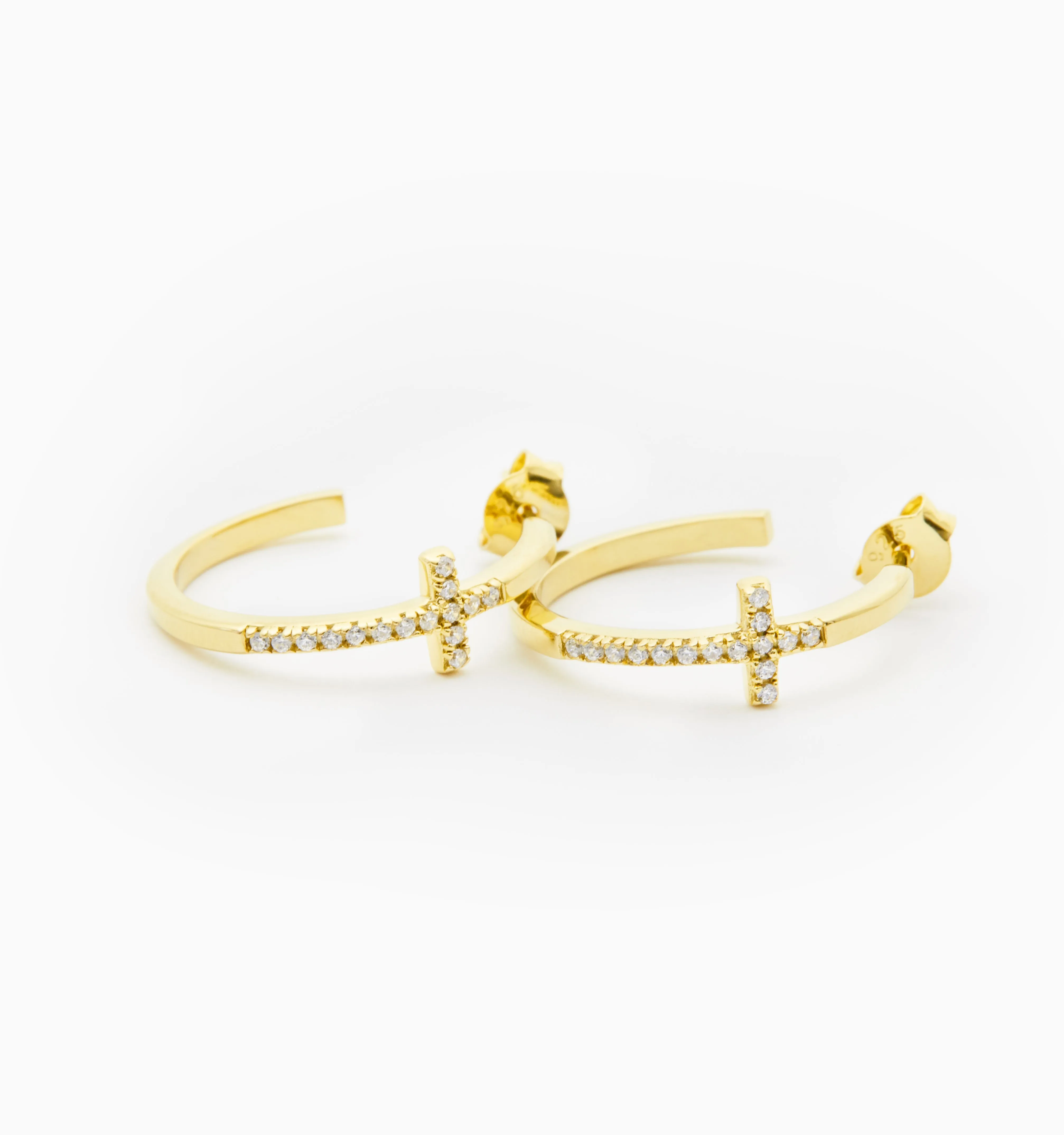 Cross Pave Hoop Earrings
