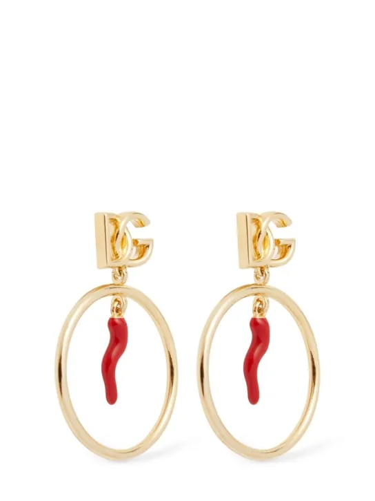 Dolce&amp;Gabbana   DG logo &amp; charm hoop earrings 