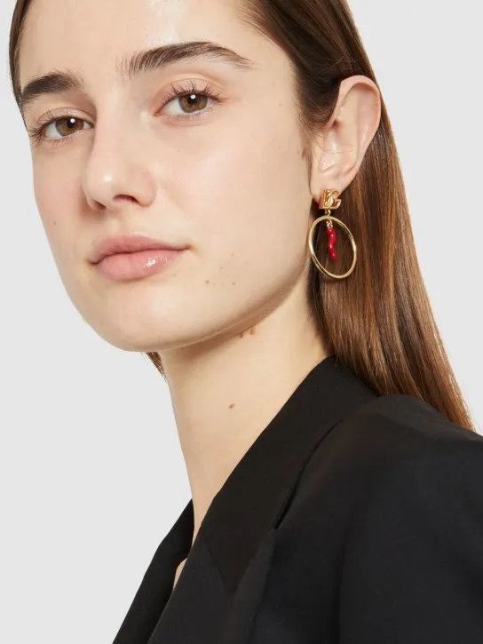 Dolce&amp;Gabbana   DG logo &amp; charm hoop earrings 
