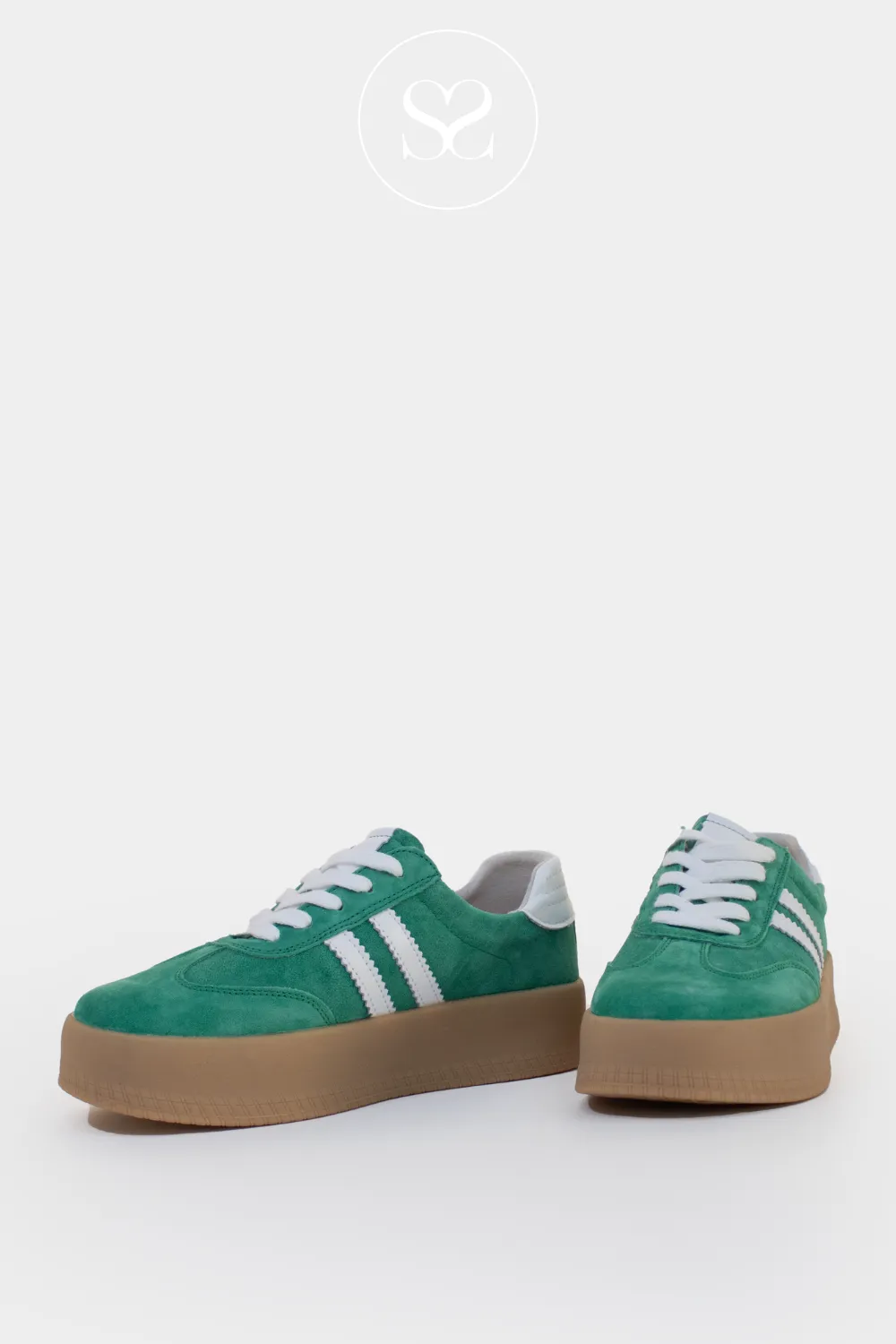 DRILLEYS SEVENTY EIGHT CHUNKY GREEN/WHITE FLATFORM TRAINERS