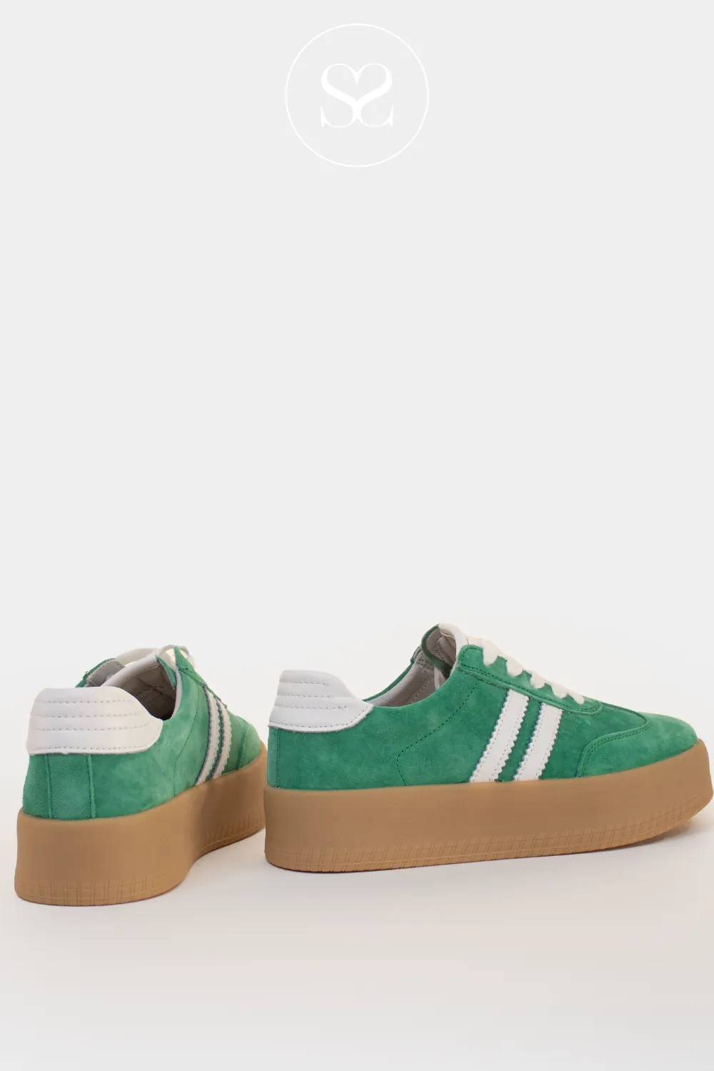 DRILLEYS SEVENTY EIGHT CHUNKY GREEN/WHITE FLATFORM TRAINERS