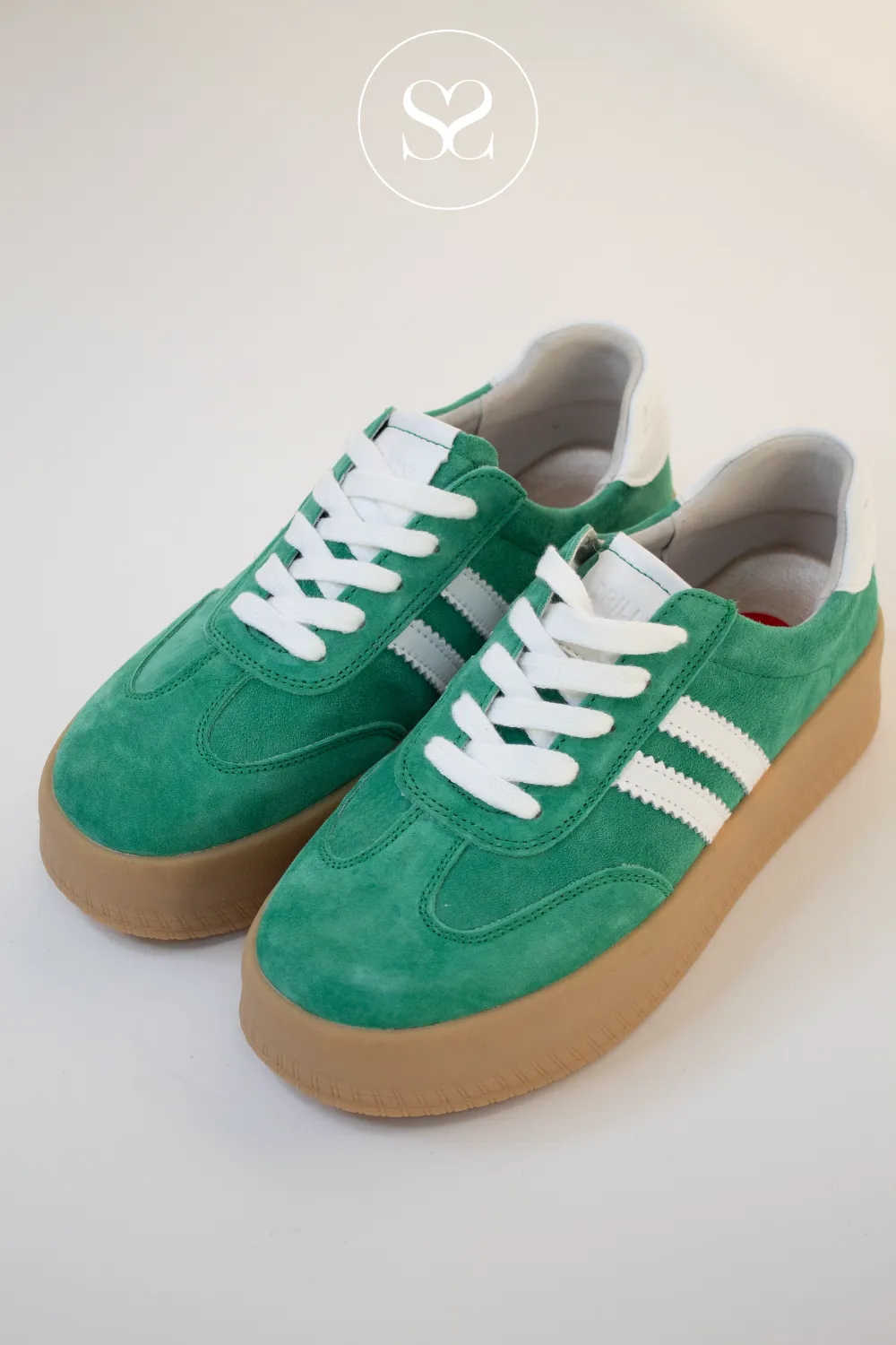DRILLEYS SEVENTY EIGHT CHUNKY GREEN/WHITE FLATFORM TRAINERS