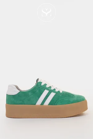 DRILLEYS SEVENTY EIGHT CHUNKY GREEN/WHITE FLATFORM TRAINERS