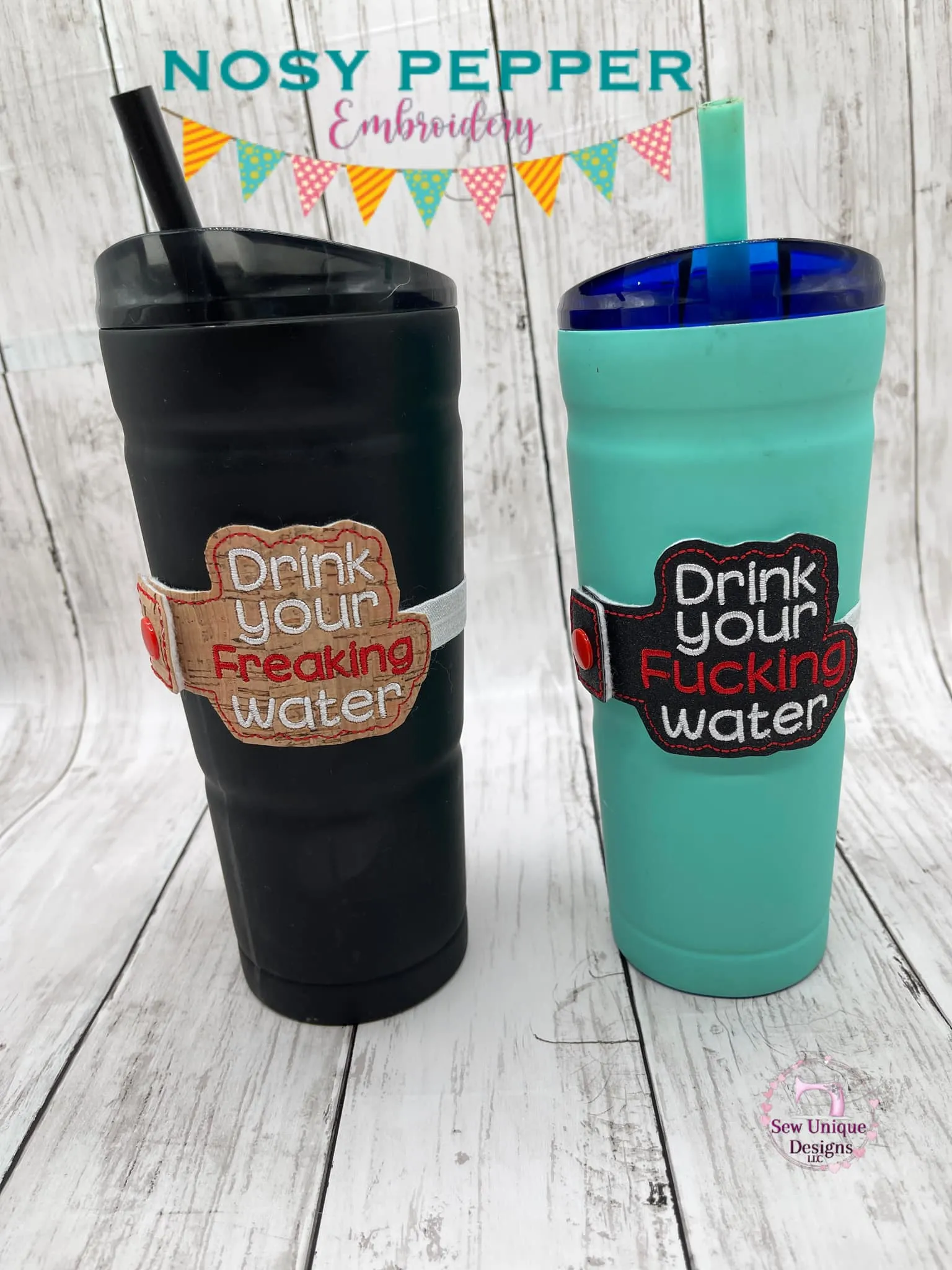 Drink your f*cking water (includes clean version) bottle band machine embroidery design DIGITAL DOWNLOAD