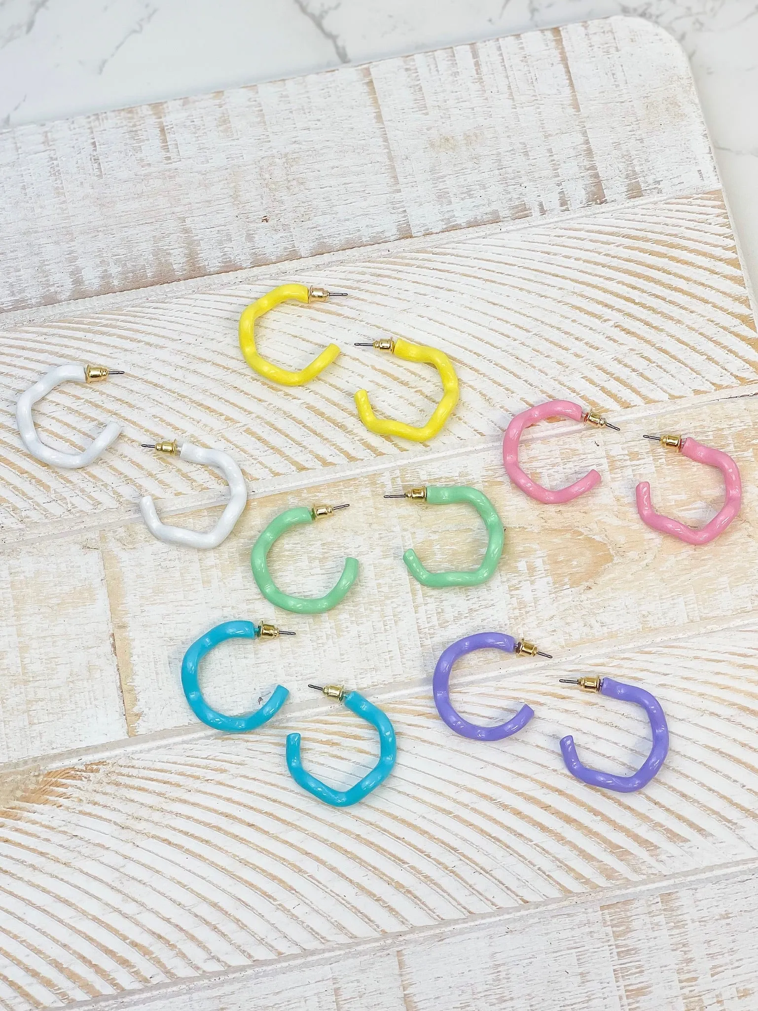 Enamel Coated Hoop Earrings - Yellow