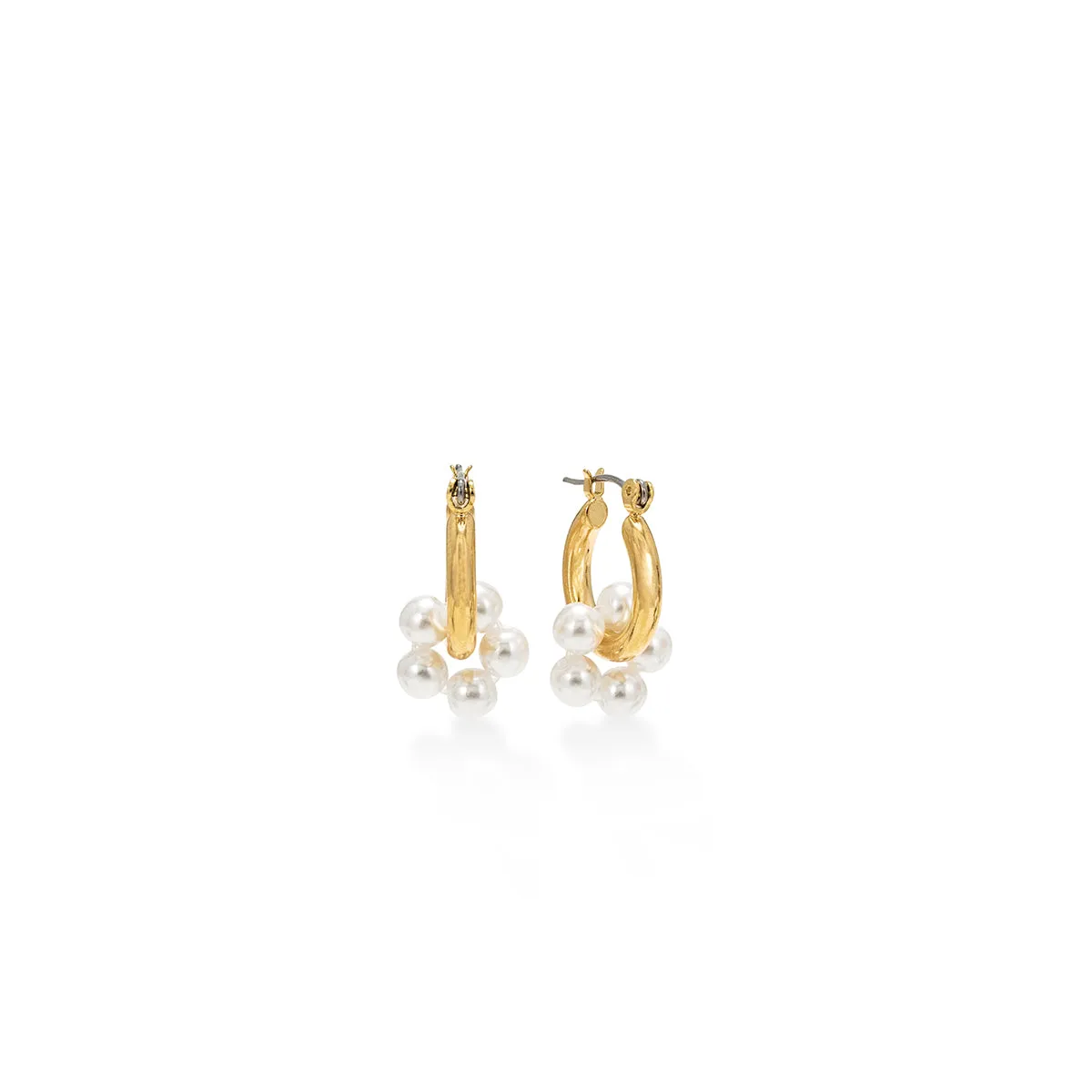 Gold Plated Neptune Pearl Hoop Earrings
