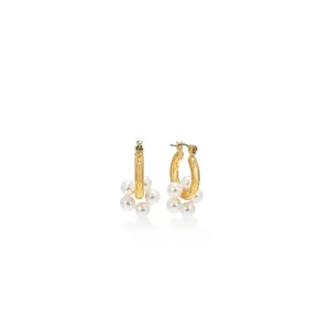 Gold Plated Neptune Pearl Hoop Earrings