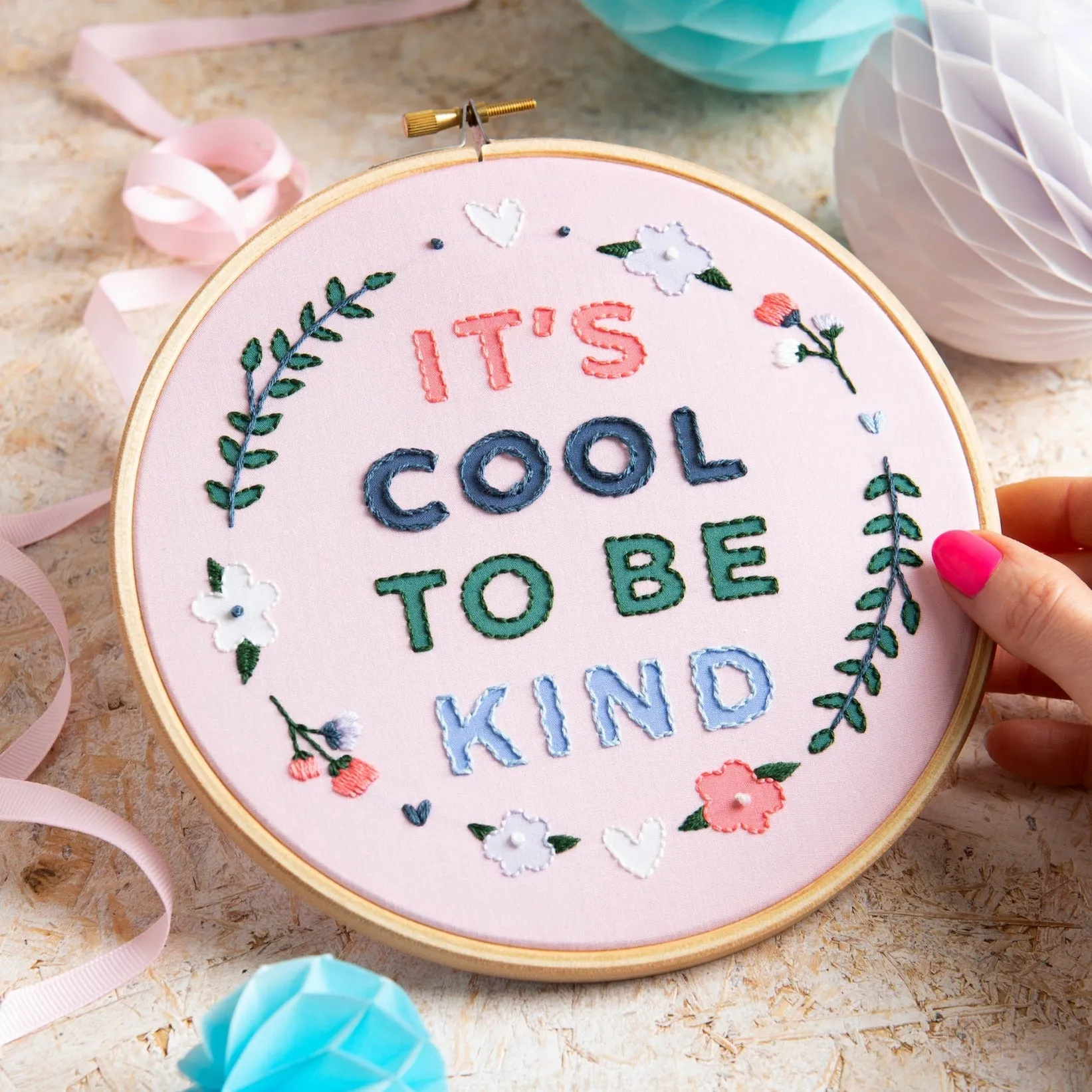 It's Cool To Be Kind Embroidery Kit