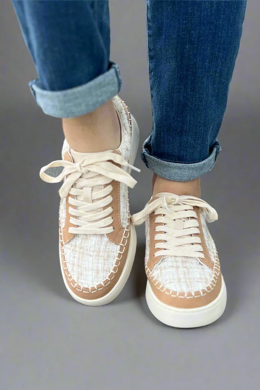 Janie Sneaker - Camel Tweed