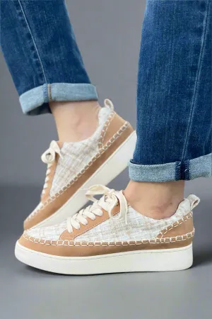 Janie Sneaker - Camel Tweed