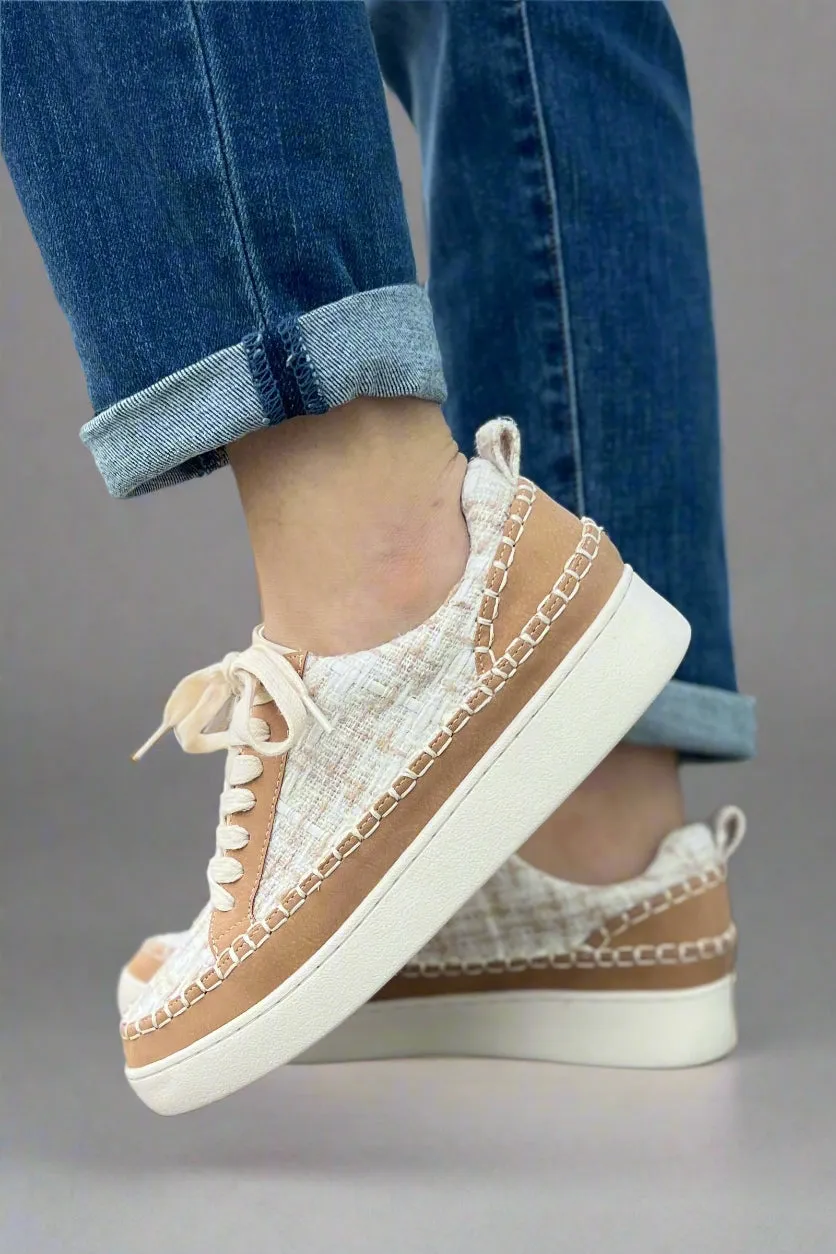 Janie Sneaker - Camel Tweed