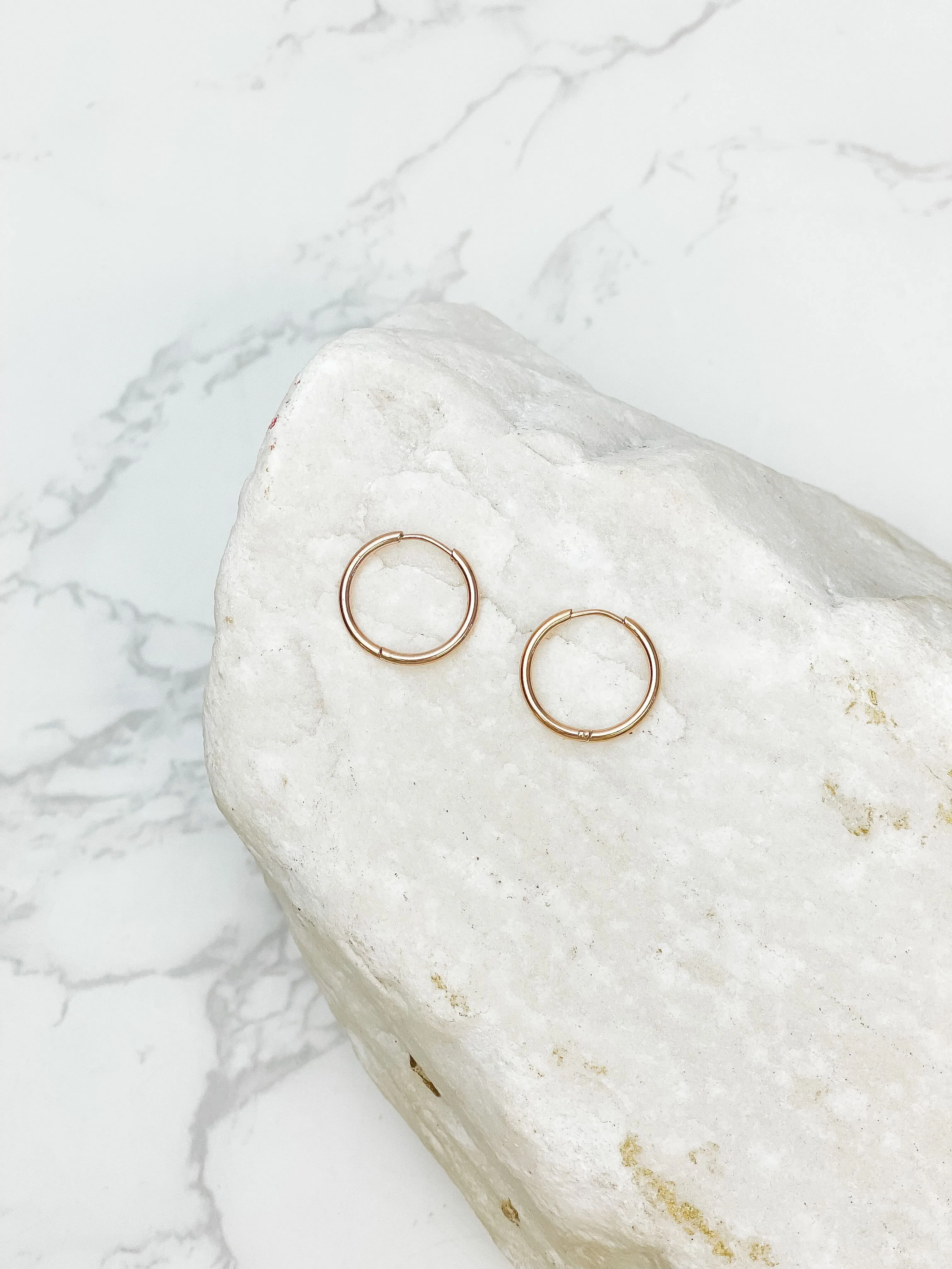 Large Stainless Steel Hoop Earrings - Rose Gold