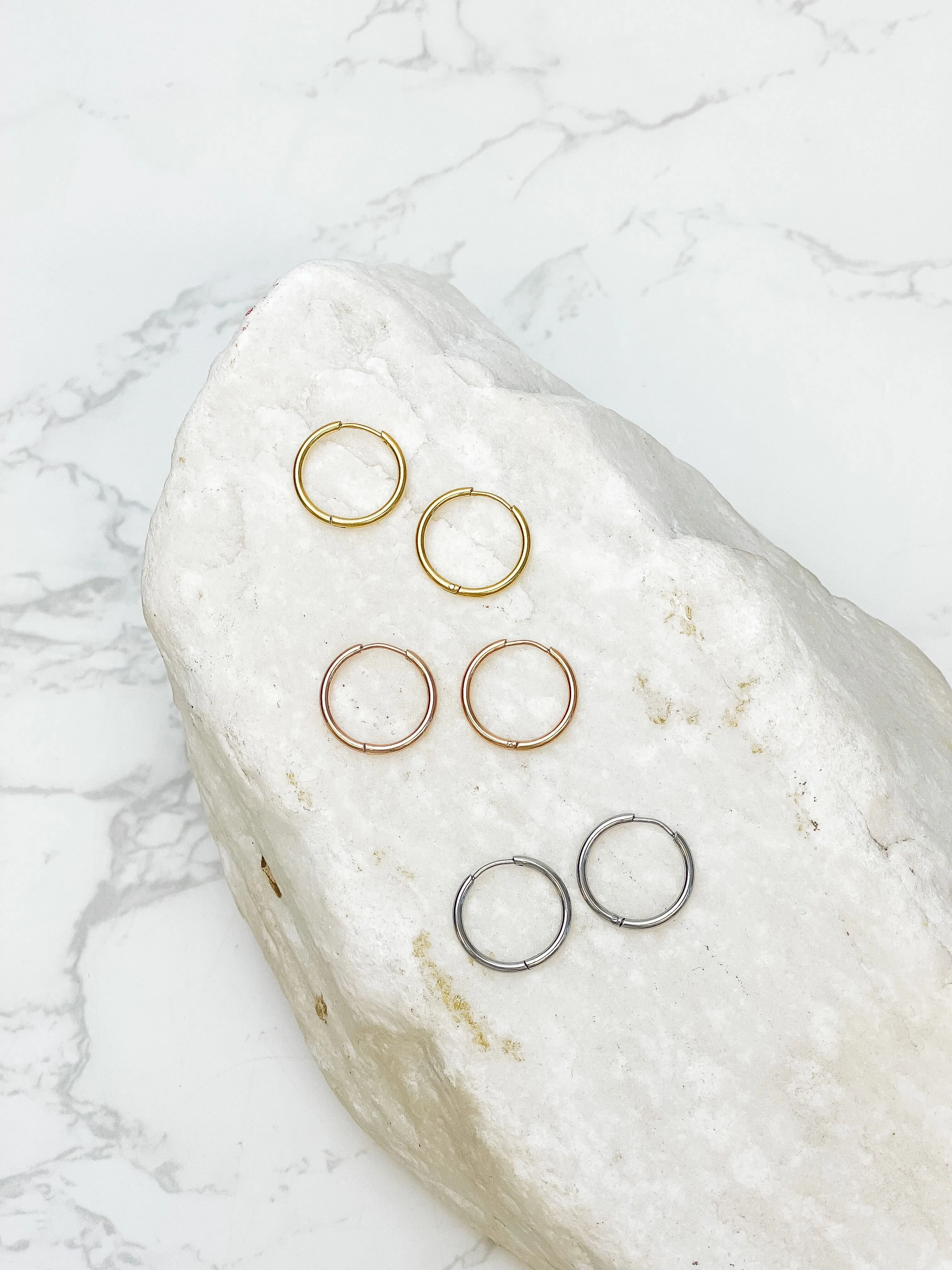 Large Stainless Steel Hoop Earrings - Silver