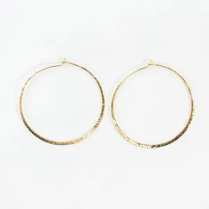 Medium Gold Vermeil Hammered Wire Hoops