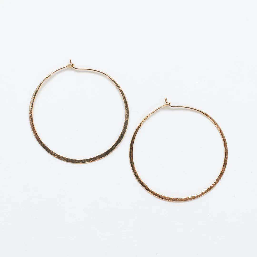 Medium Gold Vermeil Hammered Wire Hoops
