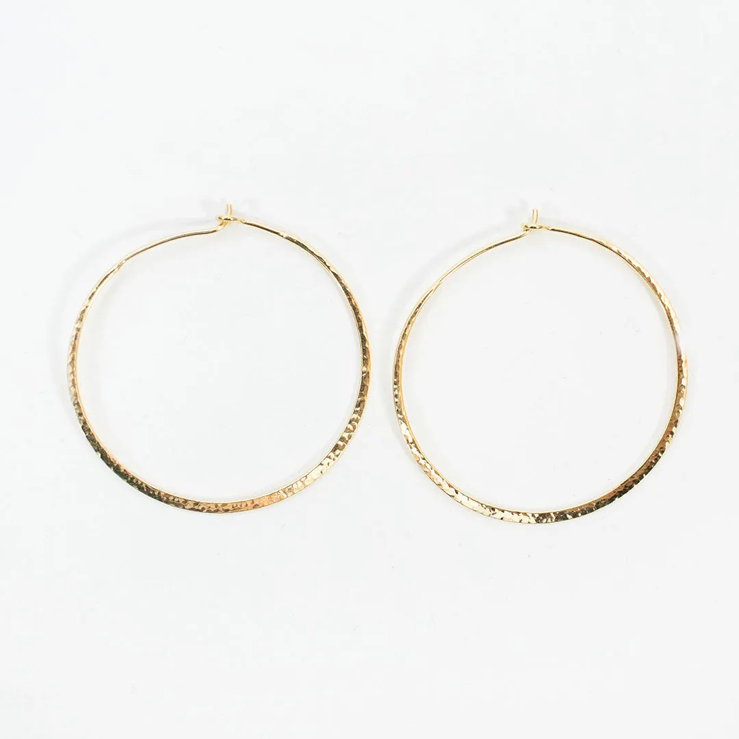 Medium Gold Vermeil Hammered Wire Hoops