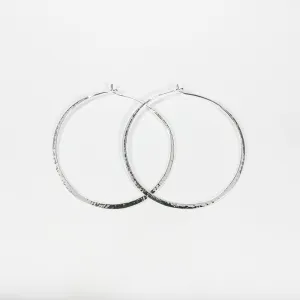 Medium Silver Hammered Wire Hoops