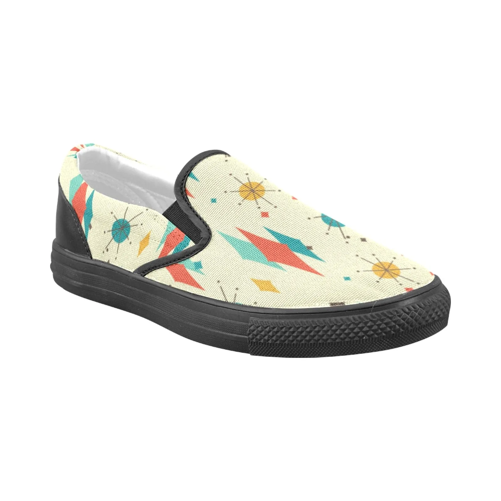 Men's Retro Slide On Mid Century Modern Franciscan Pattern Canvas Shoes