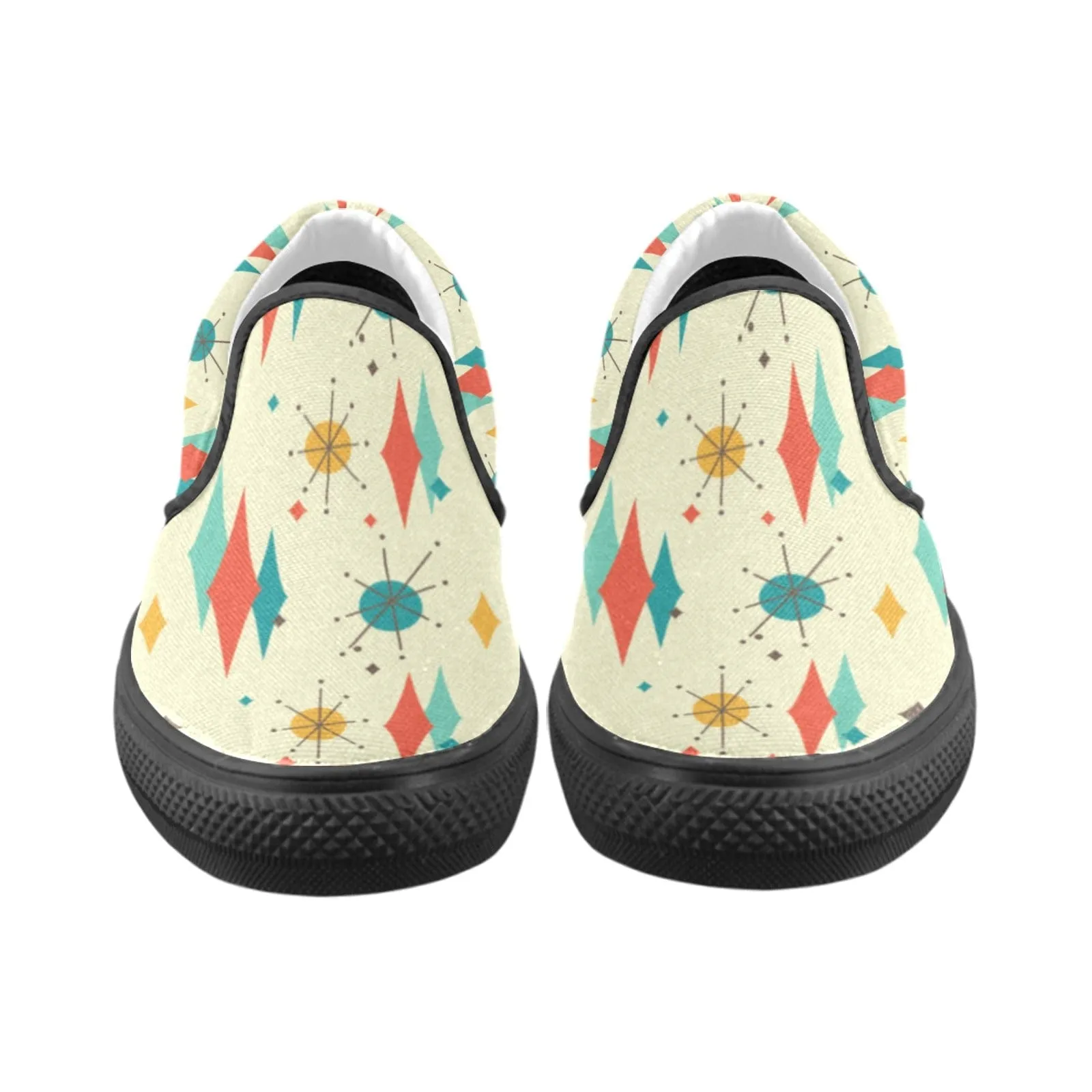 Men's Retro Slide On Mid Century Modern Franciscan Pattern Canvas Shoes