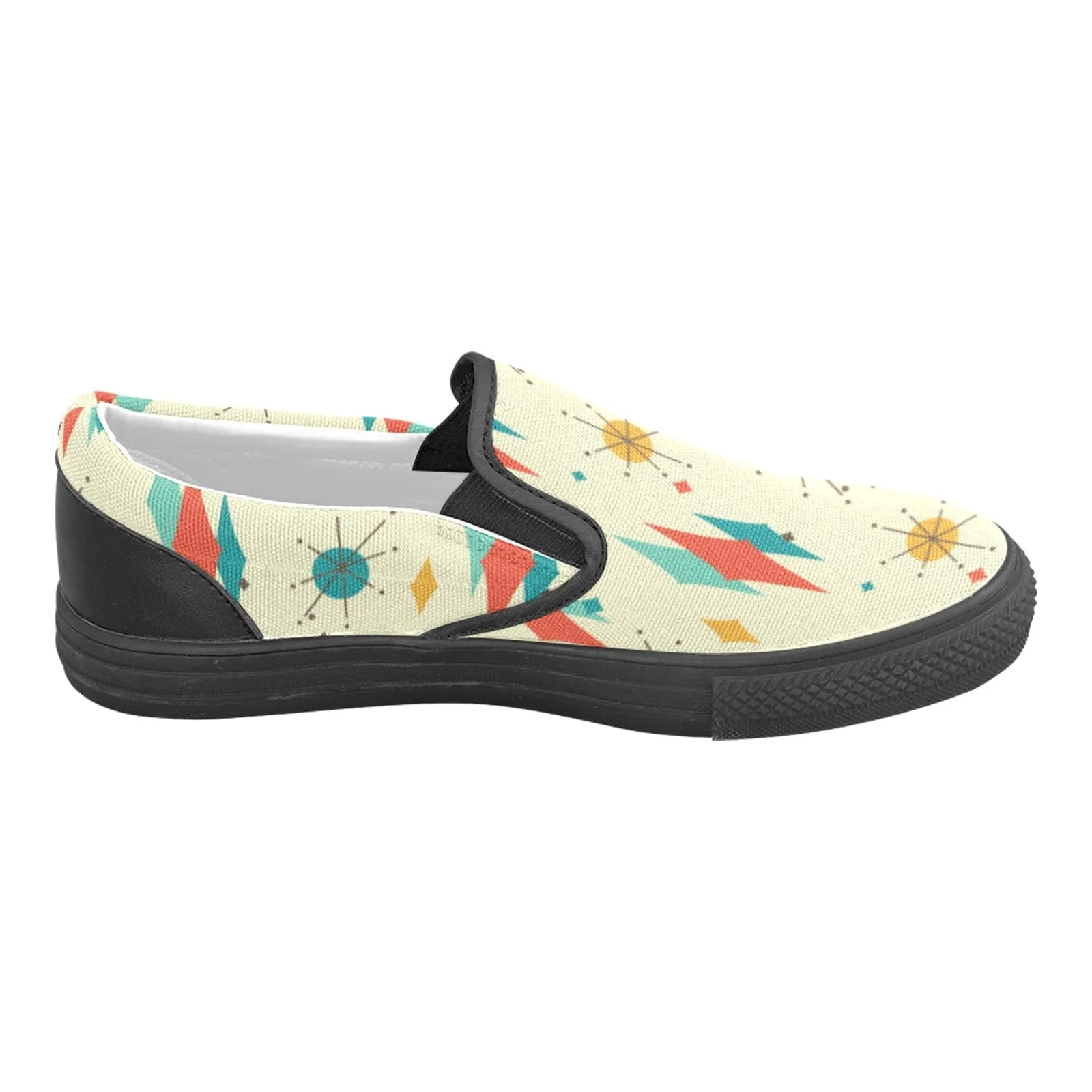 Men's Retro Slide On Mid Century Modern Franciscan Pattern Canvas Shoes