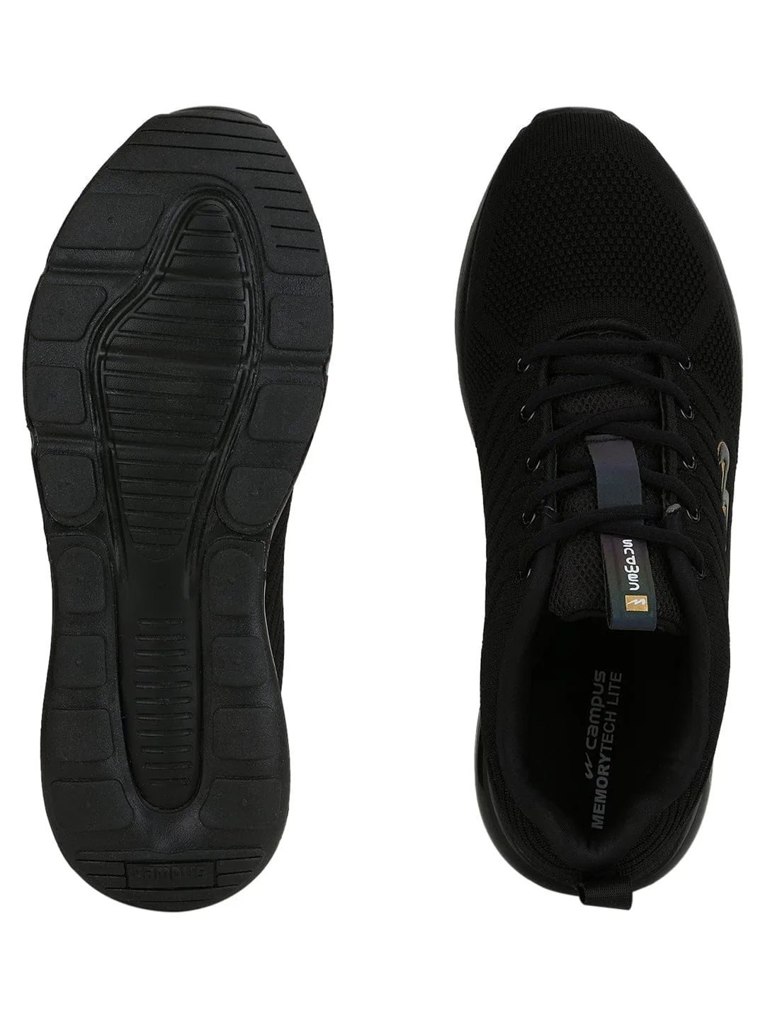 MIKE N Black Men's Running Shoes