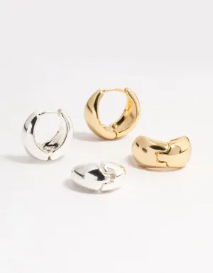 Mixed Metals Clean Hoop Earrings 2-Pack