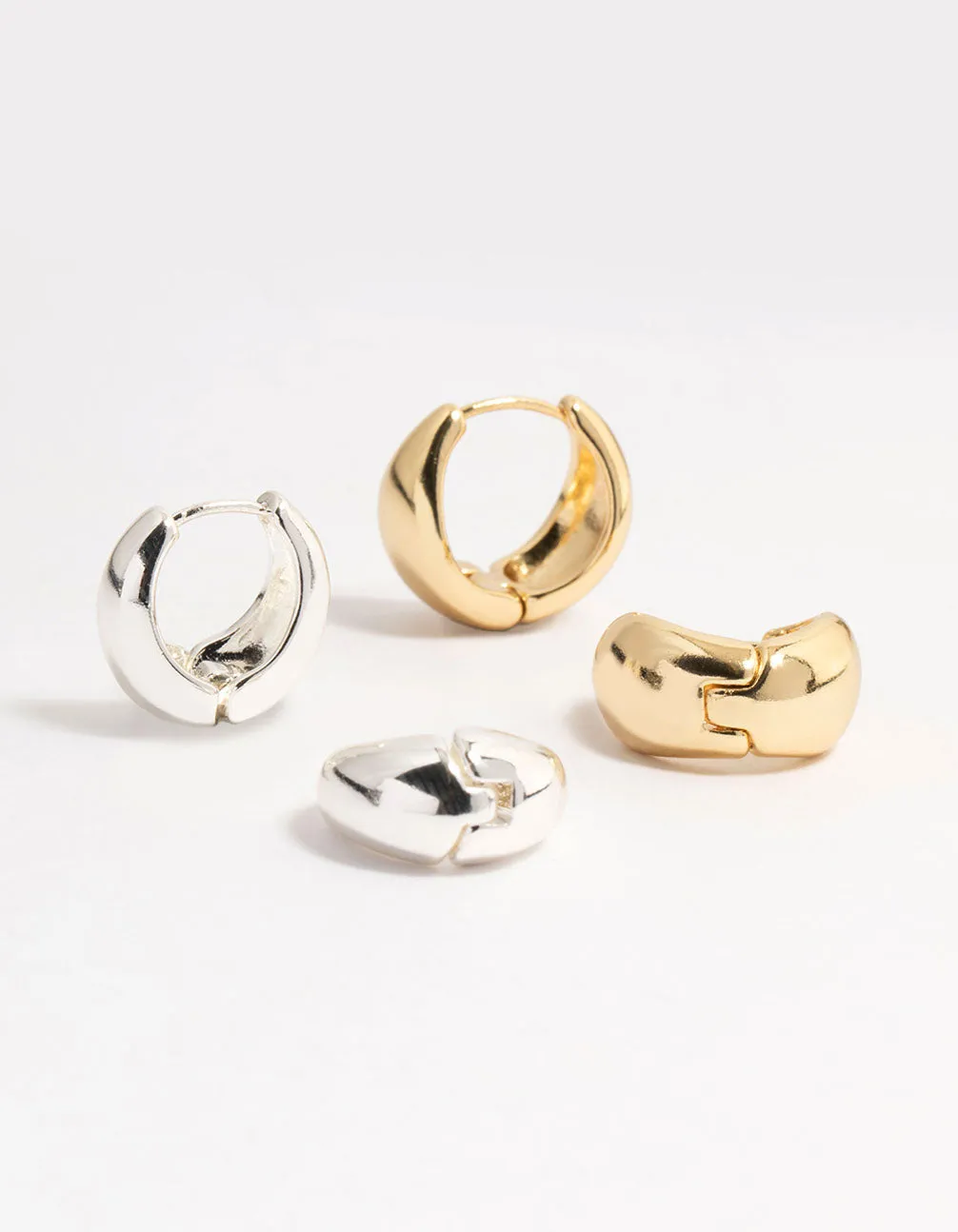 Mixed Metals Clean Hoop Earrings 2-Pack
